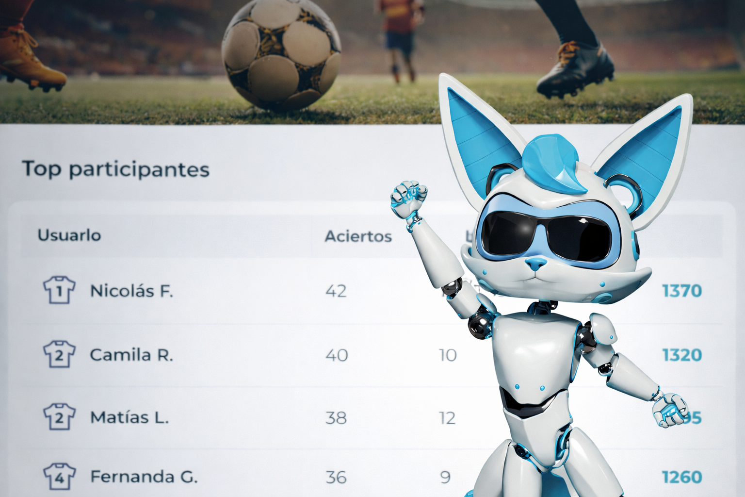 Vista de ranking en telefono movil